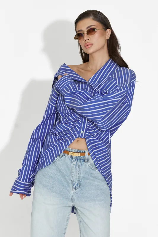 Camasa dama casual albastra Voncile Bogas sold by bogas