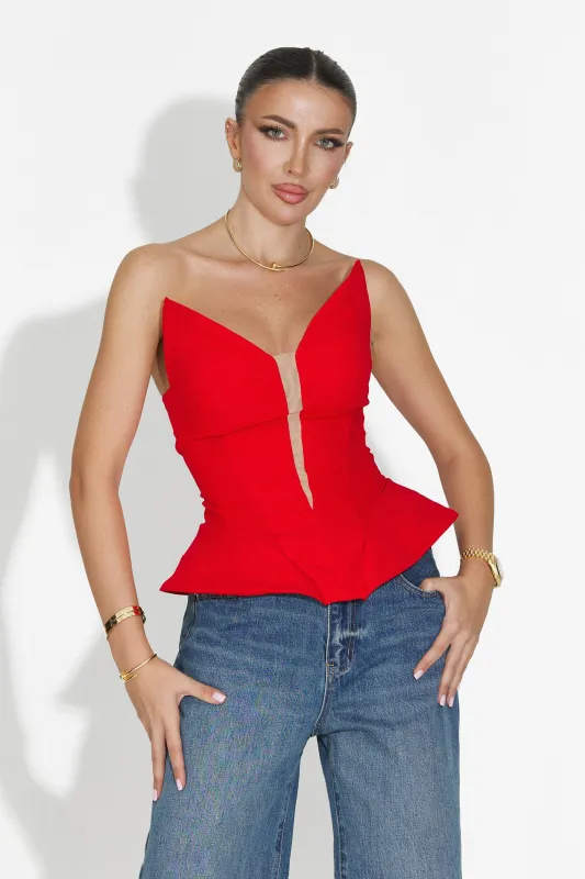 Corset dama elegant rosu Corviana Bogas sold by bogas