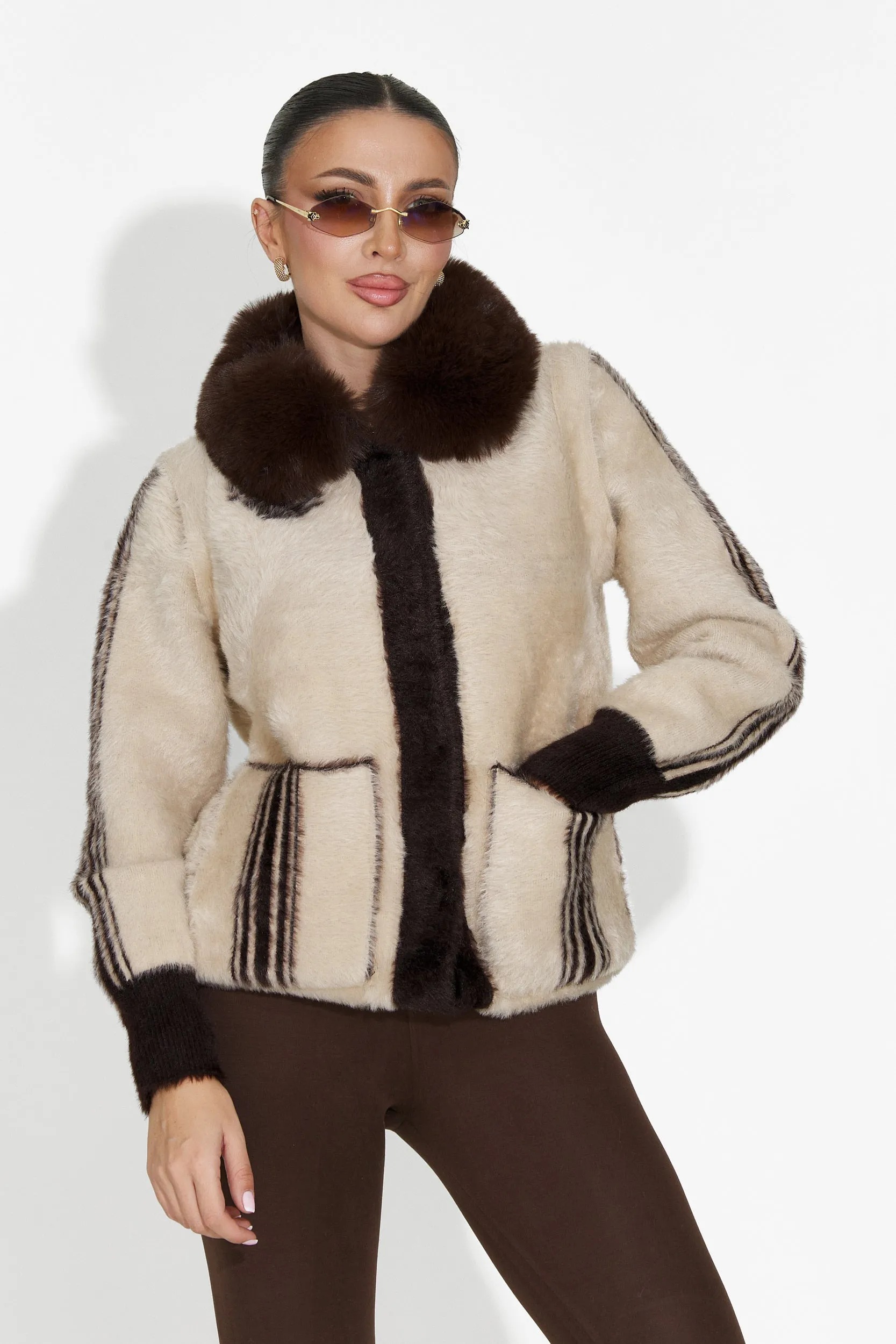 Jacheta dama casual 2 fete maro bej Valoria Bogas sold by bogas product image thumbnail 2