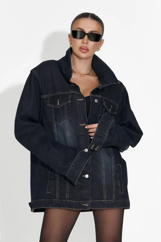 Jacheta dama casual bleumarin Hazelia Bogas sold by bogas