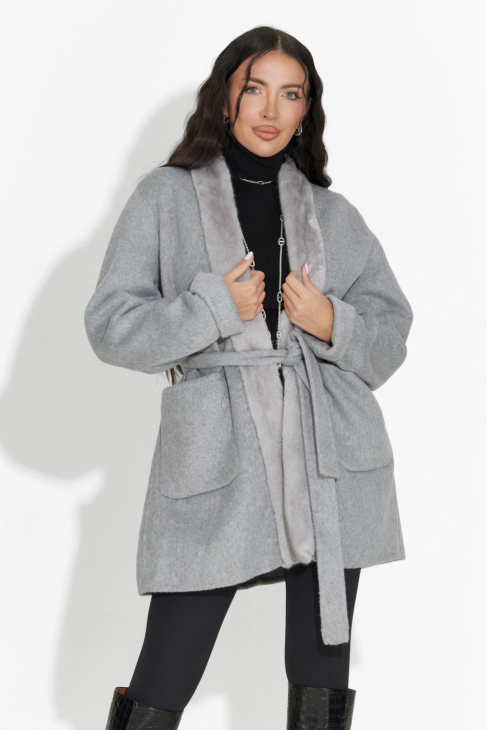 Palton dama elegant gri Gelira Bogas sold by bogas product image thumbnail 2