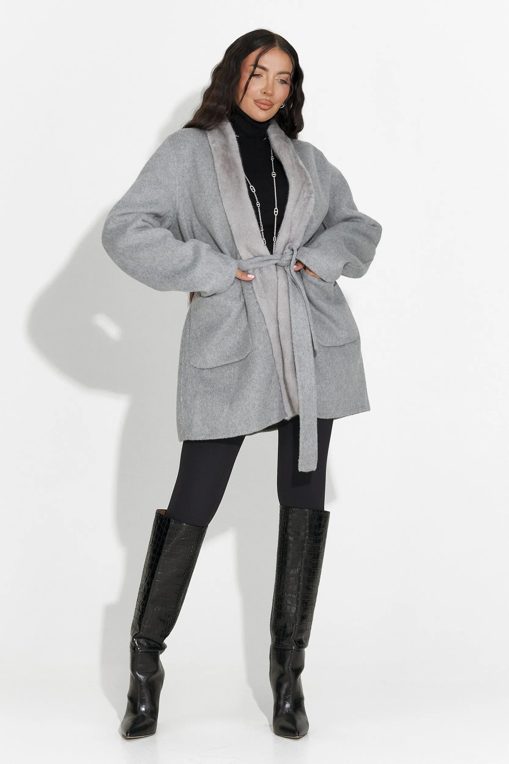 Palton dama elegant gri Gelira Bogas sold by bogas product image thumbnail 4