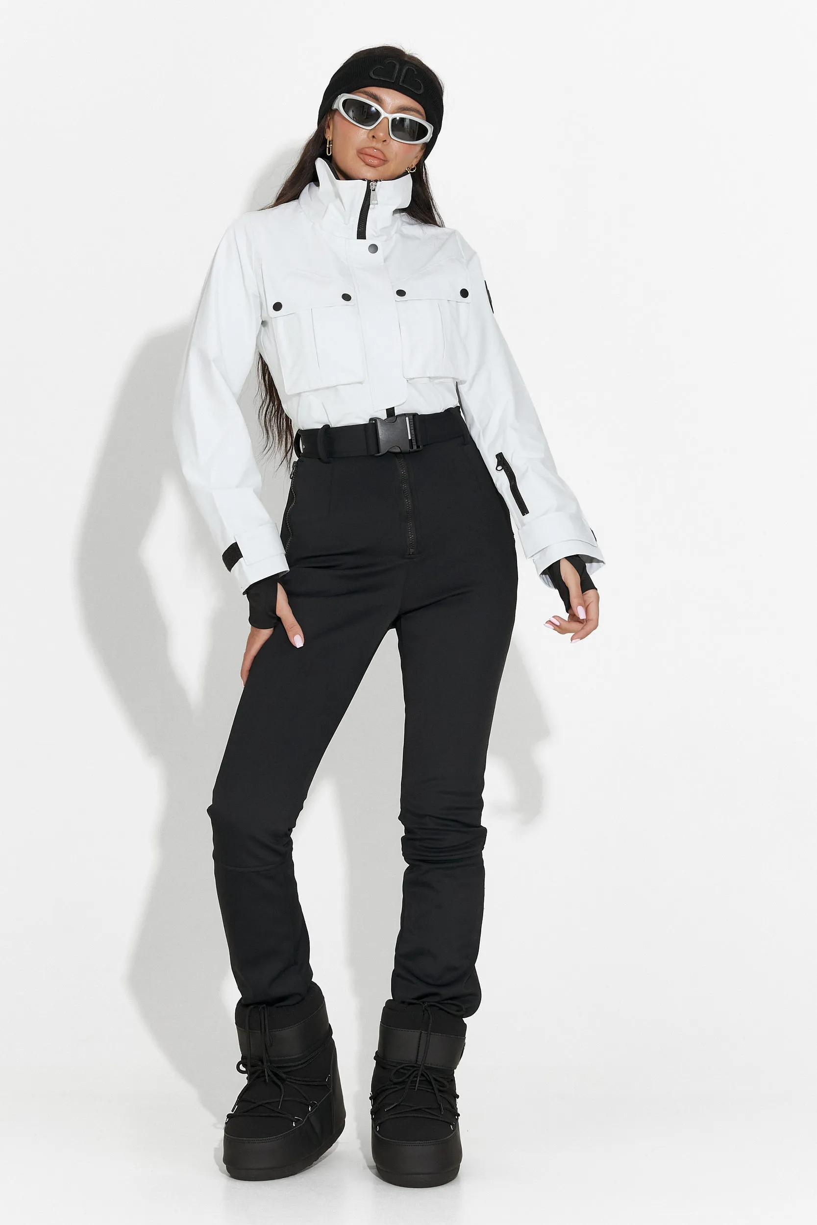 Salopeta ski casual alb negru Glorise Bogas sold by bogas