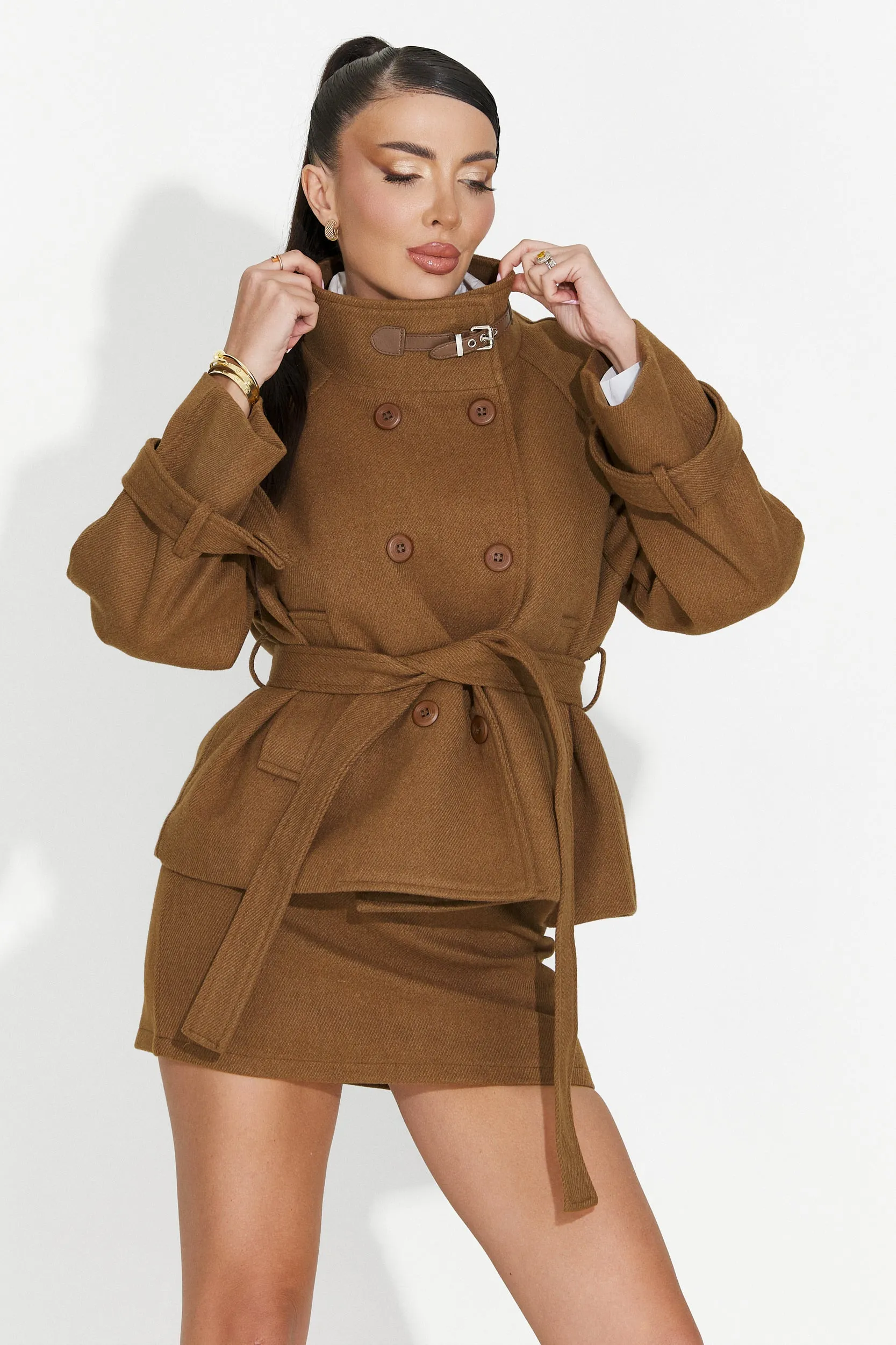 Costum dama sacou + fusta maro Ulmira Bogas sold by bogas product image thumbnail 2