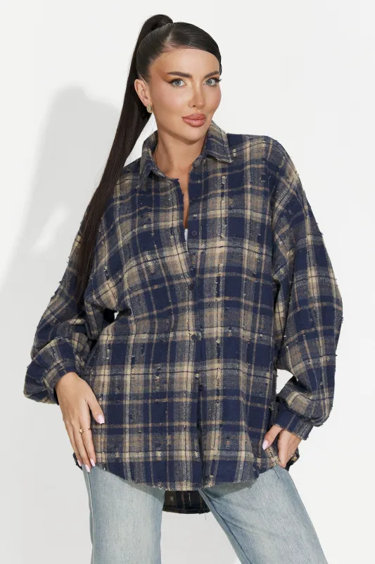 Camasa dama casual bleumarin Jasara Bogas sold by bogas