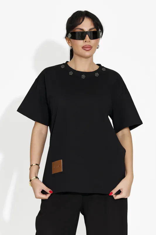 Tricou dama casual negru Arilea Bogas sold by bogas