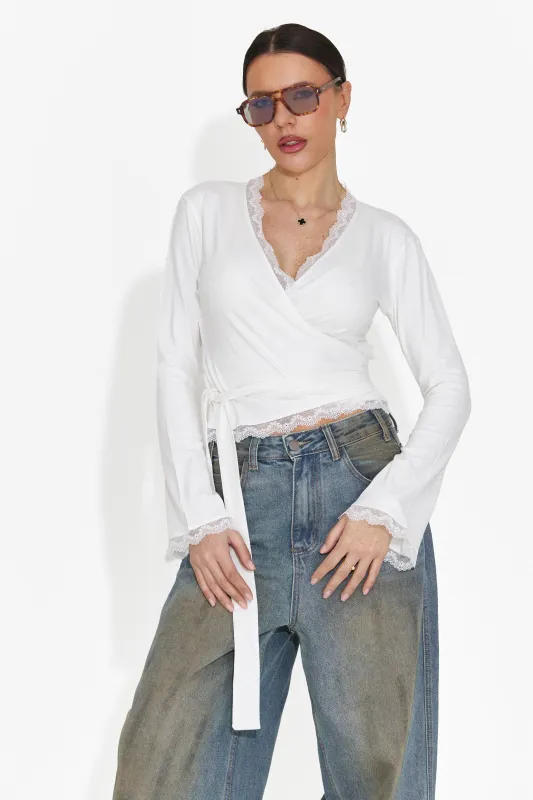Bluza dama casual alba Zaneta Bogas made by bogas