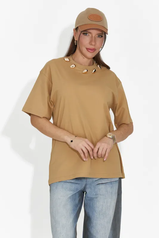Tricou dama casual maro Cristelia Bogas made by bogas