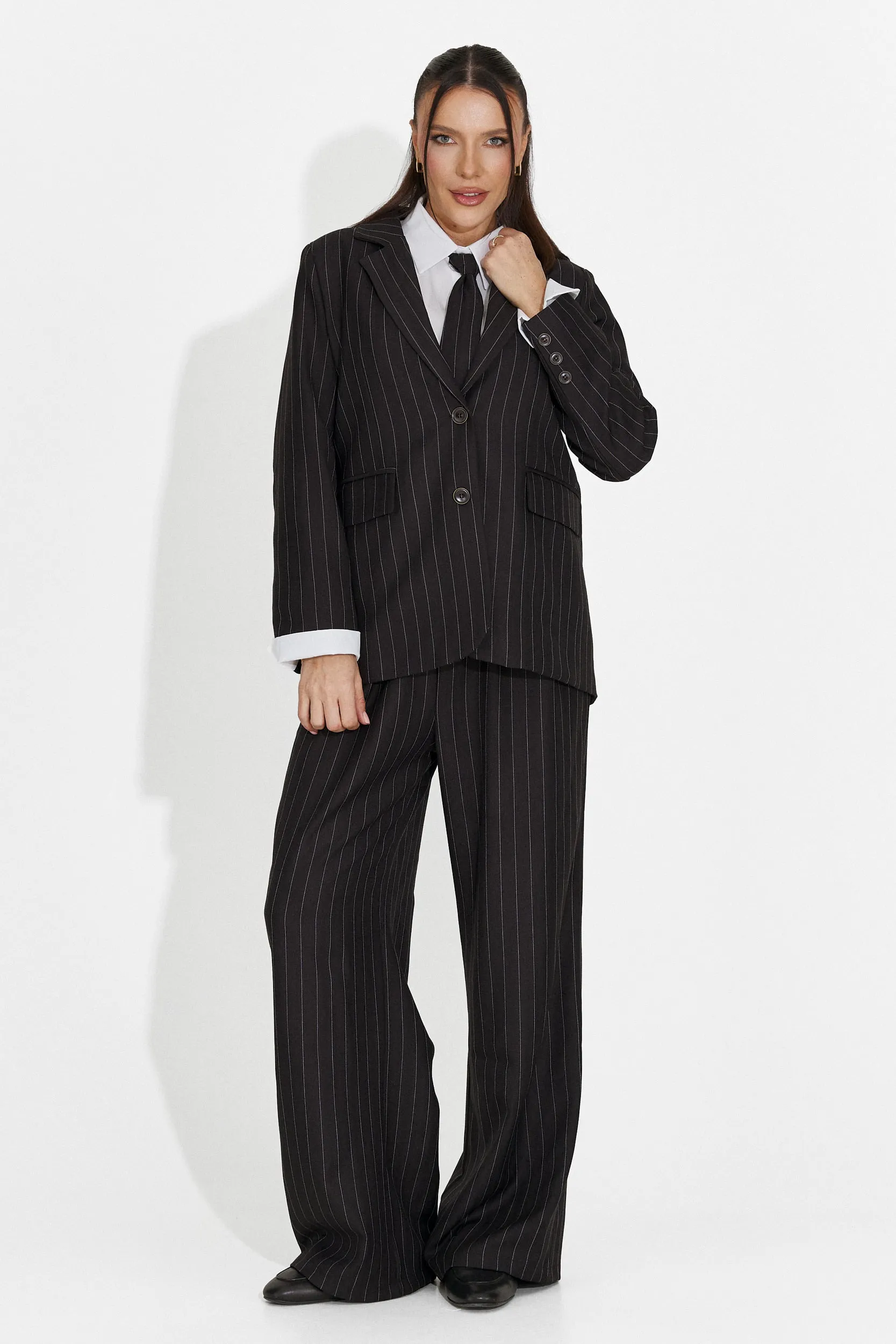 Costum dama 3 piese sacou + pantaloni + cravata negru Manila Bogas sold by bogas product image thumbnail 5