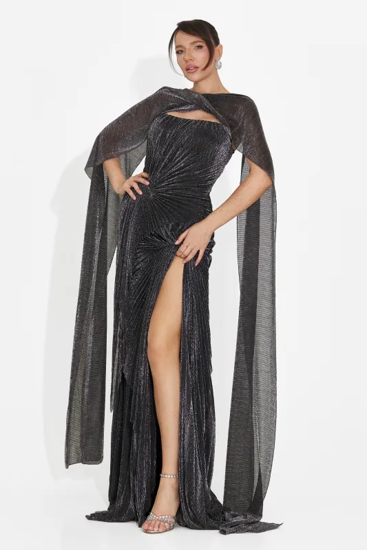 Rochie dama lunga argintie Veriona Bogas made by bogas