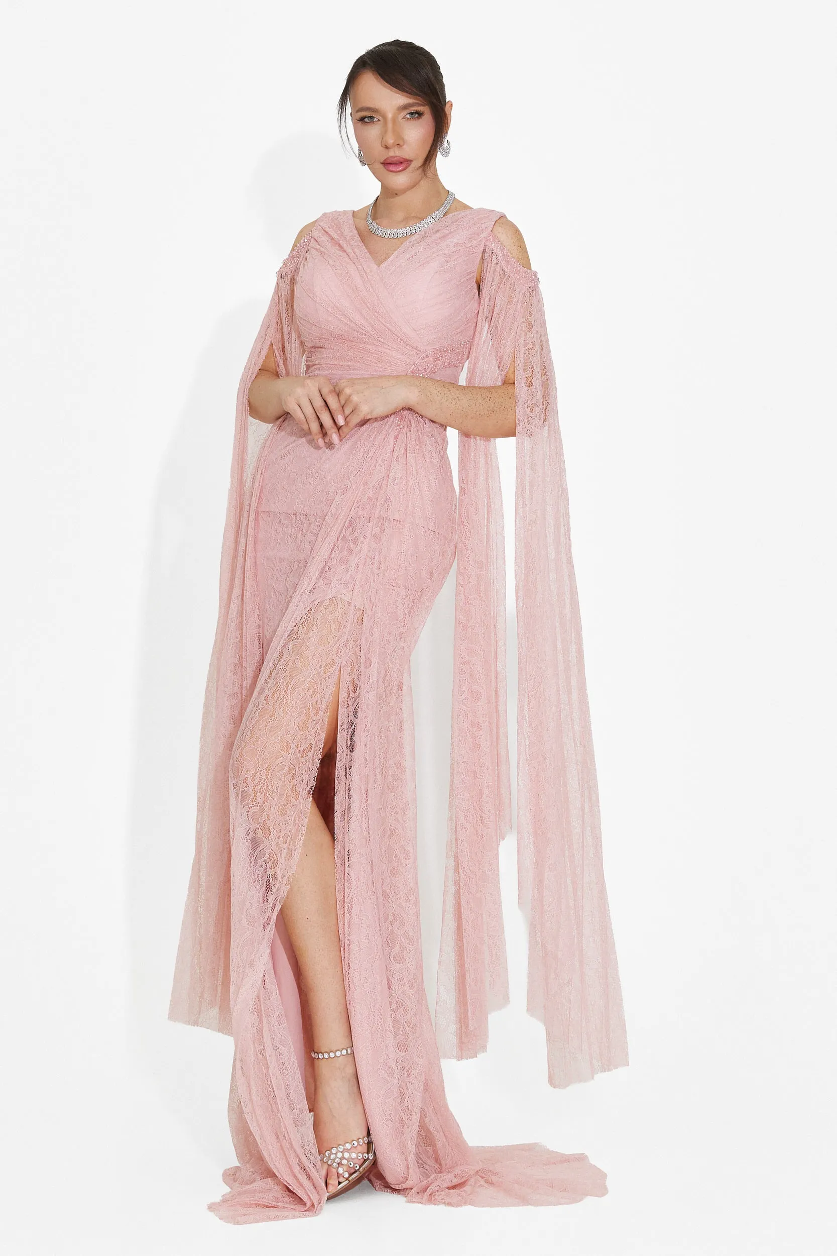 Rochie dama lunga roz Dionesia Bogas sold by bogas