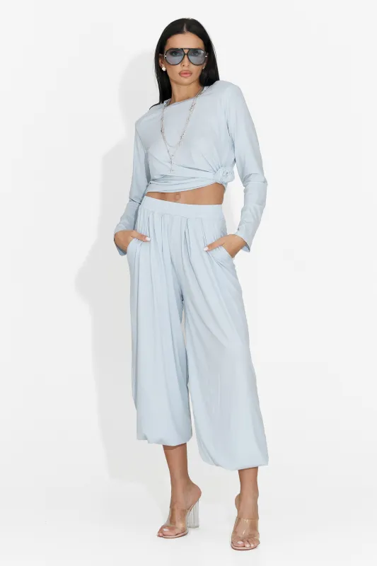 Compleu dama cu pantaloni bleu Namay Bogas made by bogas