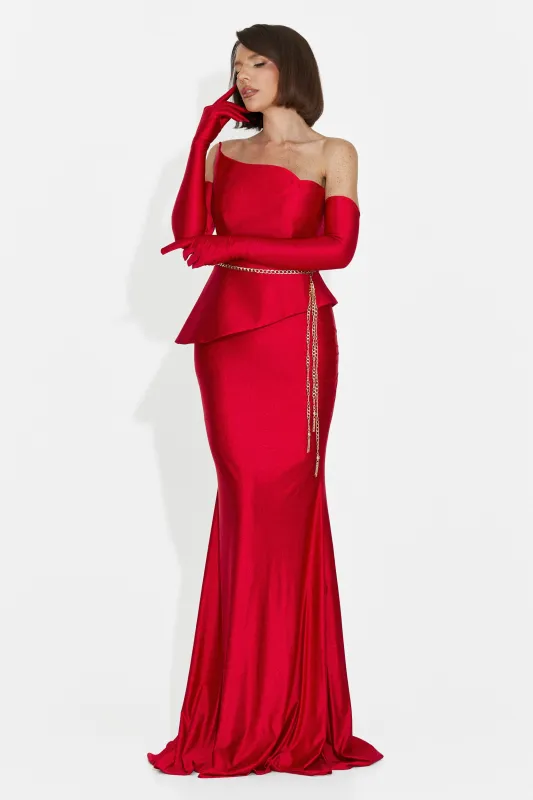 Rochie dama lunga rosie Merle Bogas made by bogas