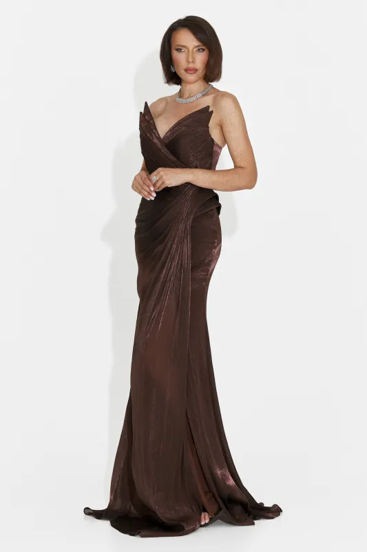 Rochie dama lunga maro Tilda Bogas made by bogas