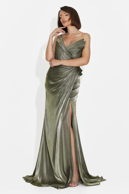 Rochie dama lunga kaki Tilda Bogas made by bogas