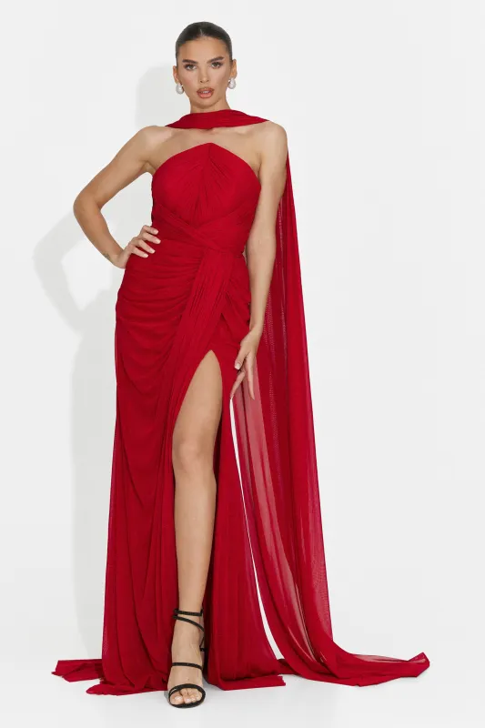 Rochie dama lunga rosie Lota Bogas made by bogas