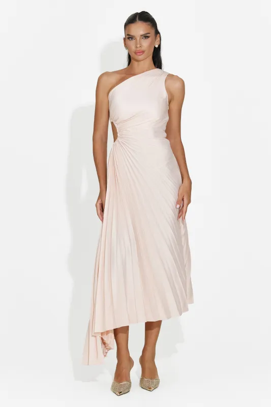 Rochie dama scurta bej Delimia Bogas made by bogas