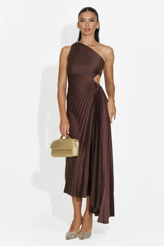 Rochie dama scurta maro Delimia Bogas made by bogas