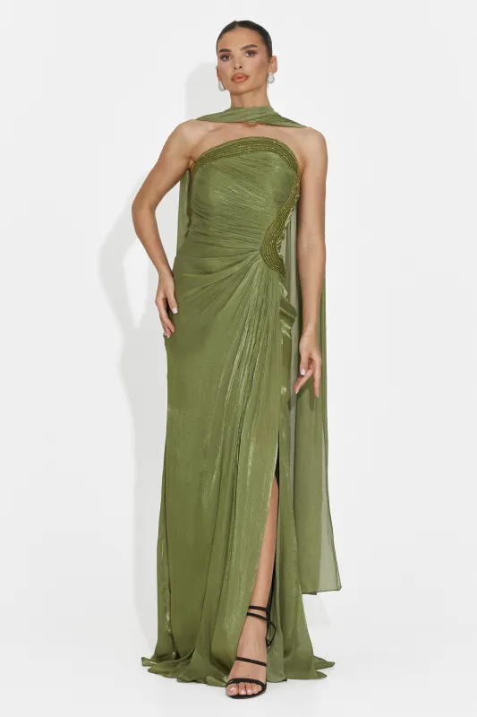 [Resigilat] Rochie dama lunga verde Moritz Bogas made by bogas