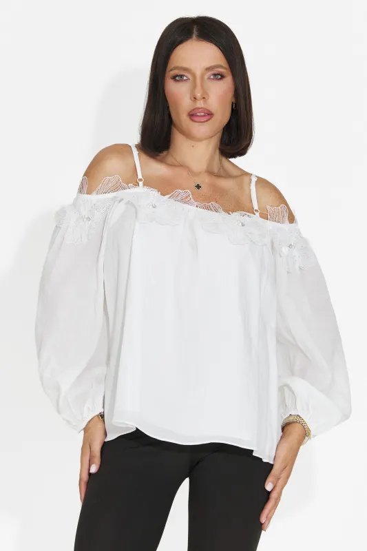 Bluza dama eleganta alba Agentica Bogas made by bogas