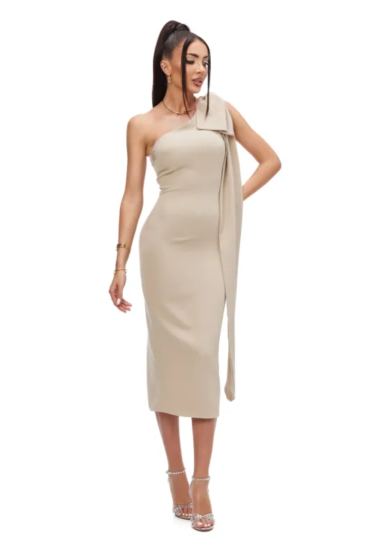 Rochie midi stofa bej Marieke Bogas sold by bogas