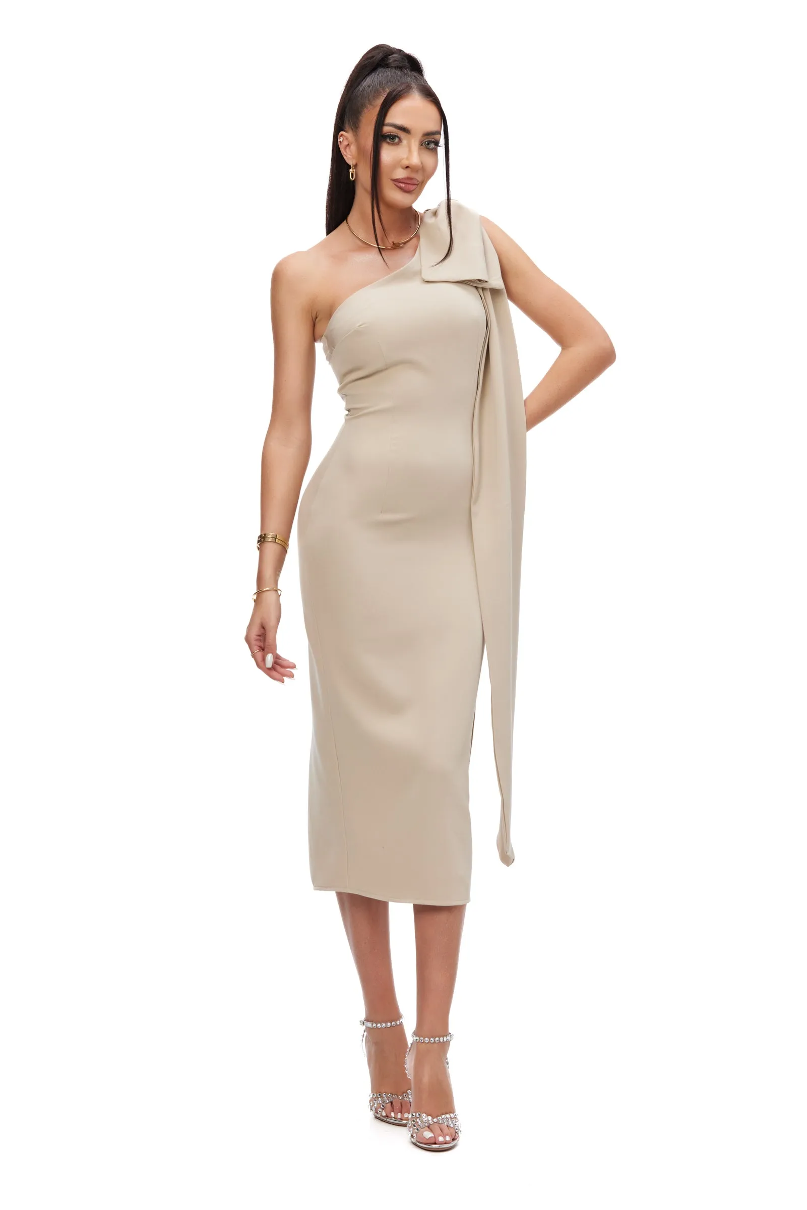 Rochie midi stofa bej Marieke Bogas sold by bogas product image thumbnail 3