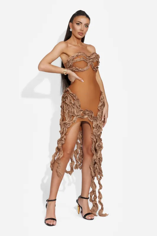 Rochie dama midi maro Frumanda Bogas sold by bogas