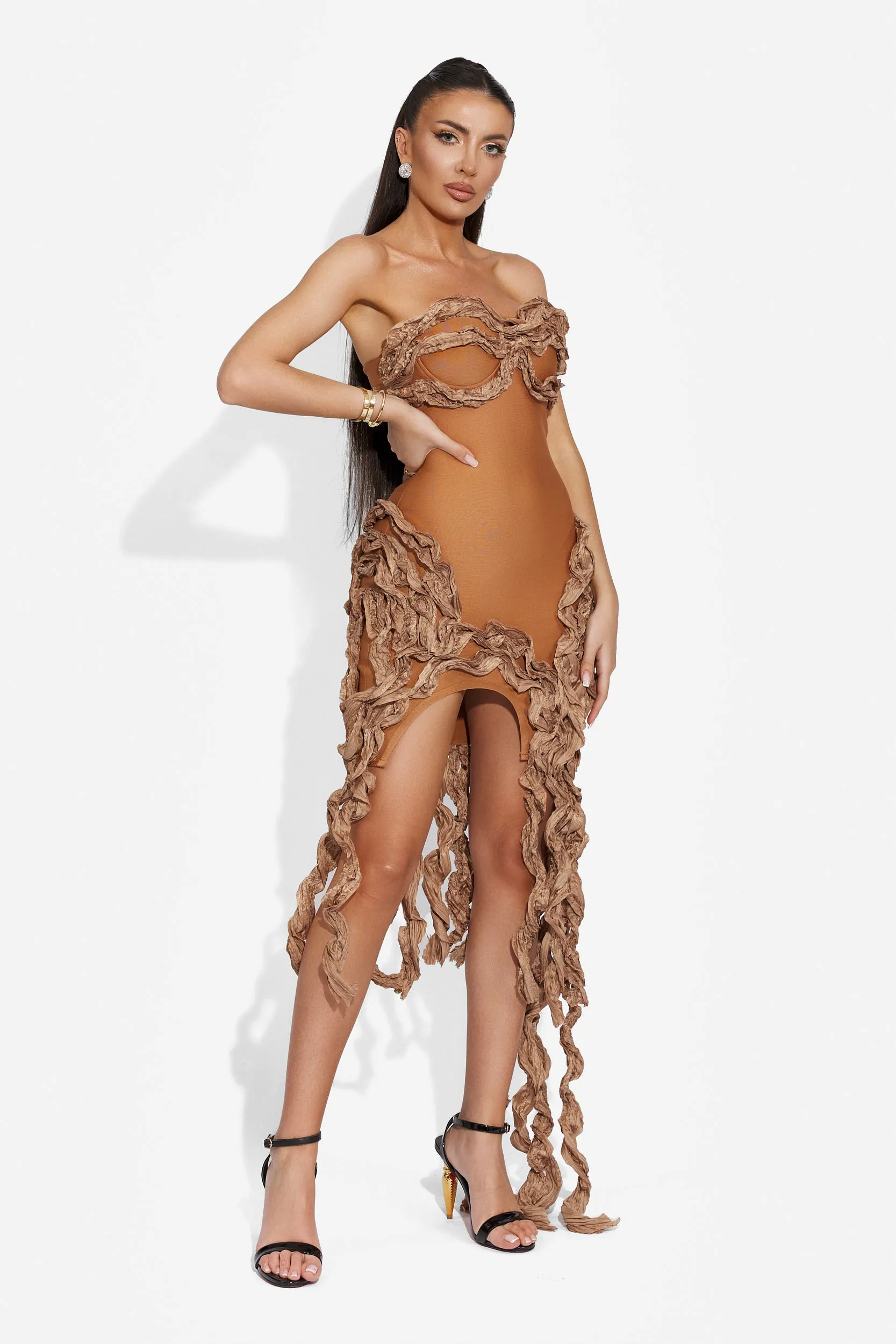 Rochie dama midi maro Frumanda Bogas sold by bogas