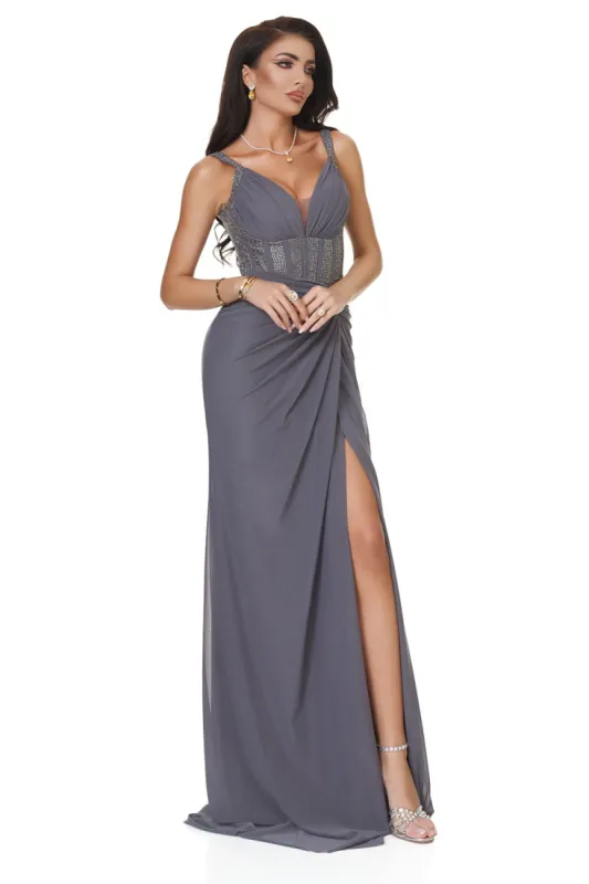 Rochie dama lunga gri Chiliano Bogas sold by bogas