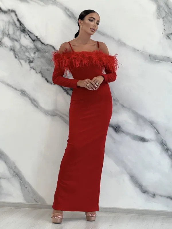 Rochie lunga crep rosie Mertens Bogas sold by bogas