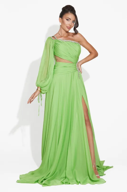 Rochie dama lunga verde Mariposa Bogas made by bogas
