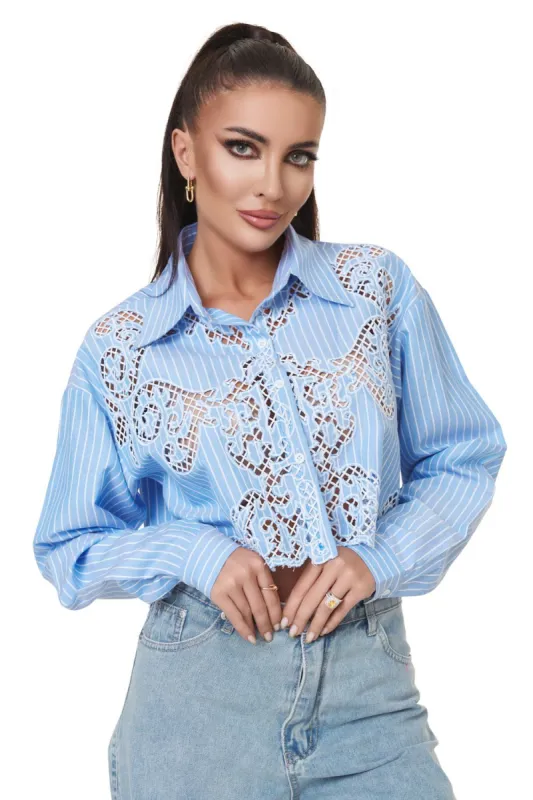 Camasa dama eleganta bleu Minexia Bogas sold by bogas