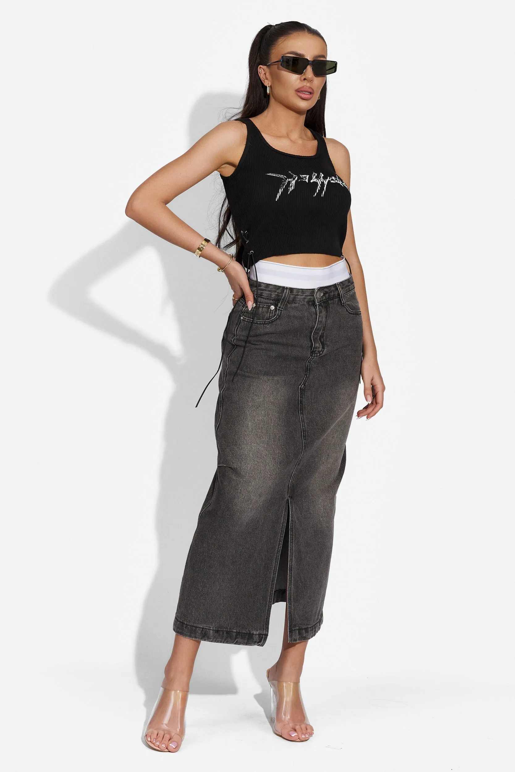 Fusta dama lunga casual neagra Miliana Bogas sold by bogas