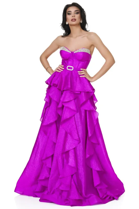 Rochie dama lunga tafta fucsia Gyana Bogas sold by bogas