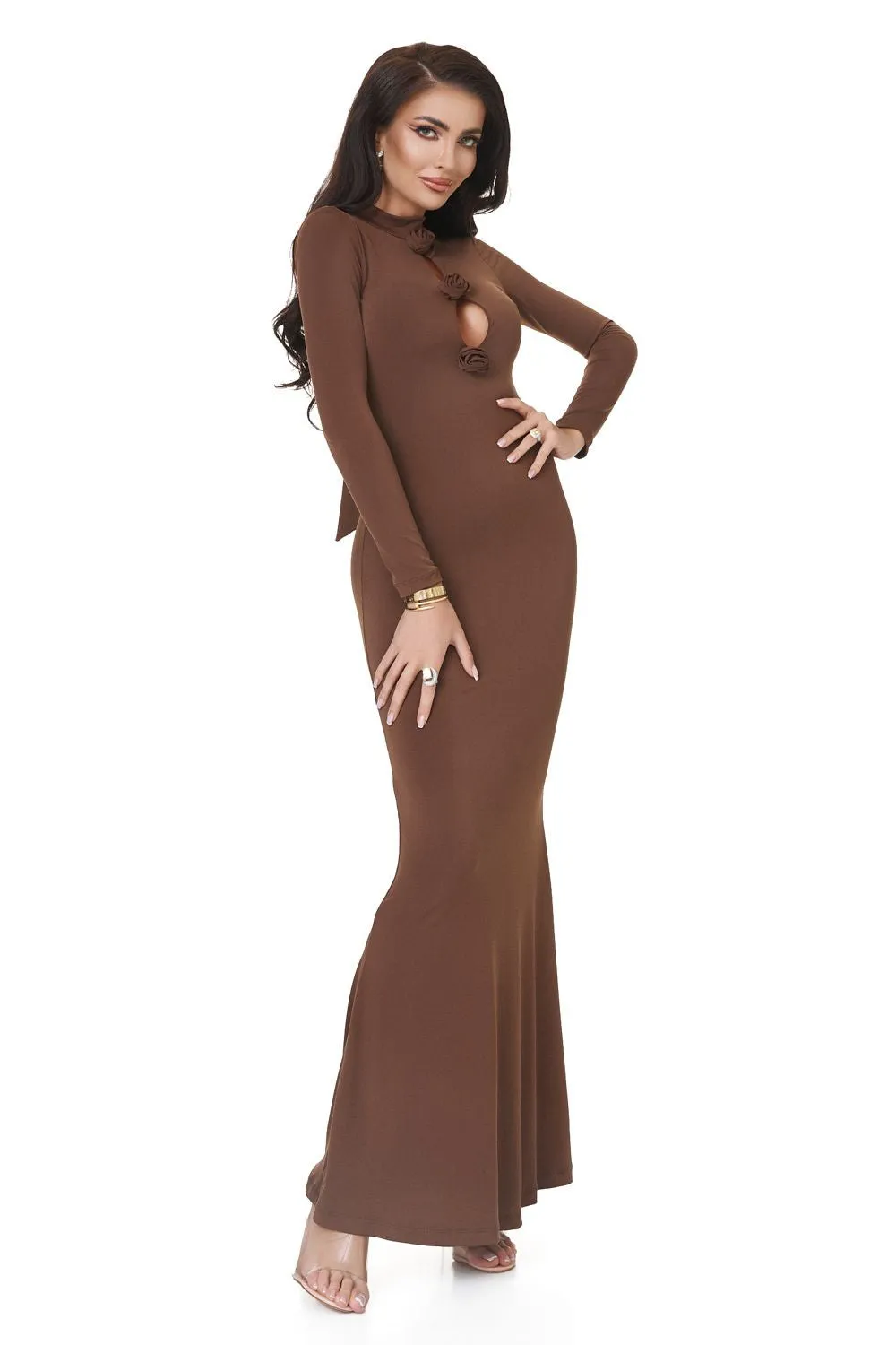 Rochie dama lunga lycra maro Glenday Bogas sold by bogas product image thumbnail 4
