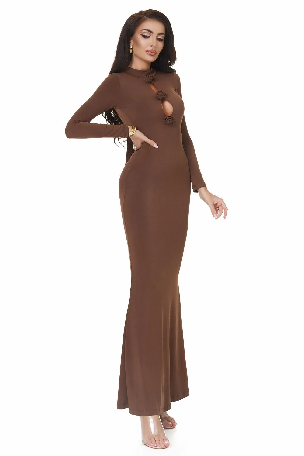 Rochie dama lunga lycra maro Glenday Bogas sold by bogas product image thumbnail 5