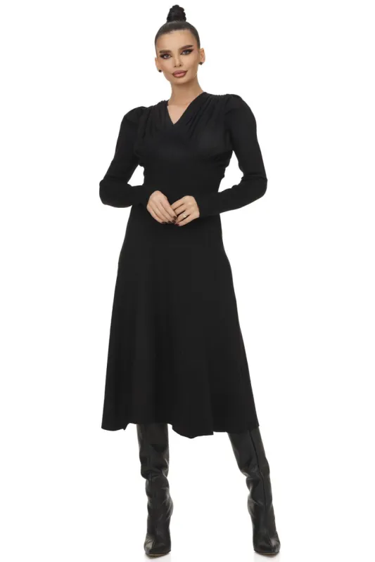 Rochie dama midi casual neagra Keresta Bogas sold by bogas