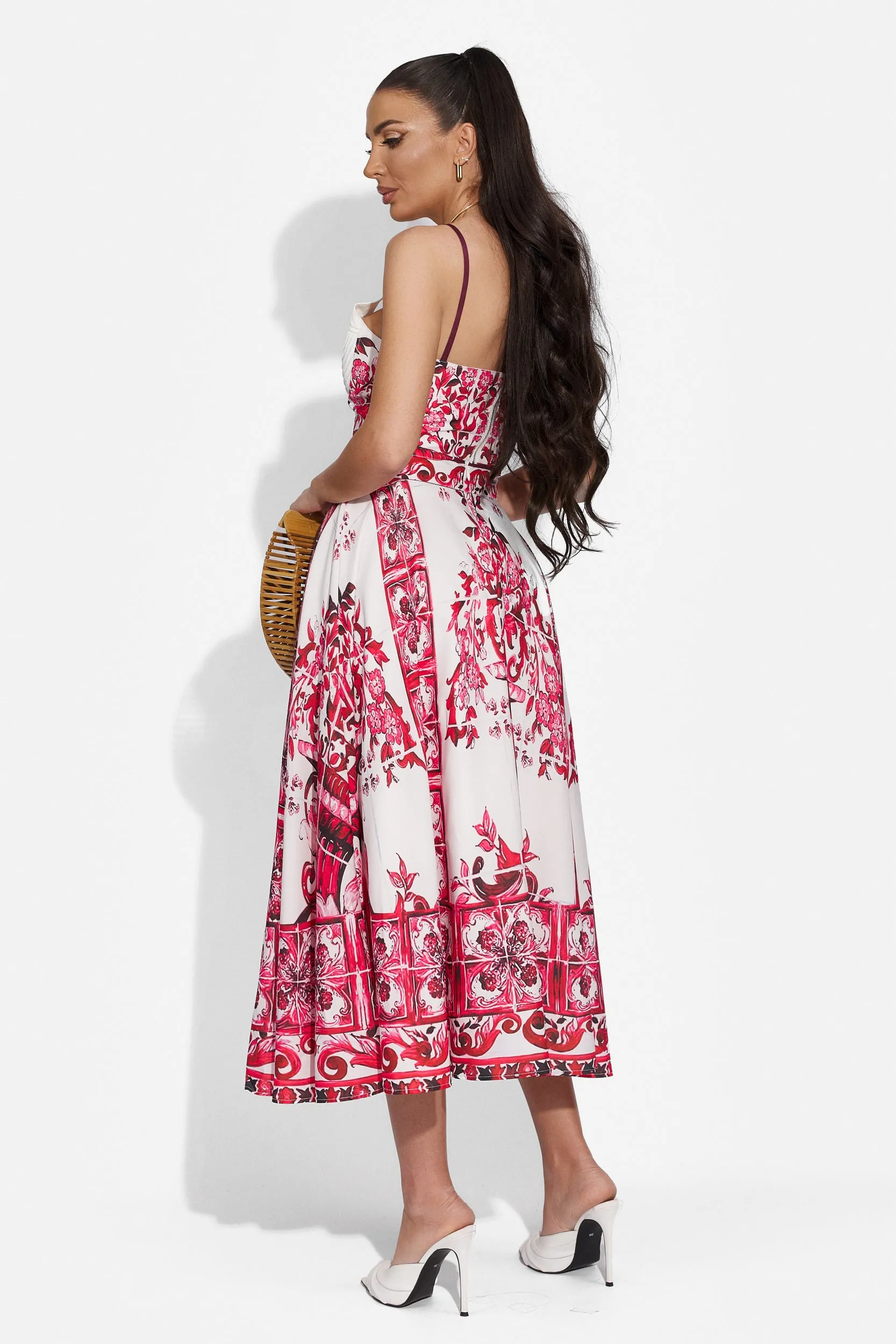 Compleu cu fusta dama elegant alb rosu Moniha Bogas sold by bogas product image thumbnail 2