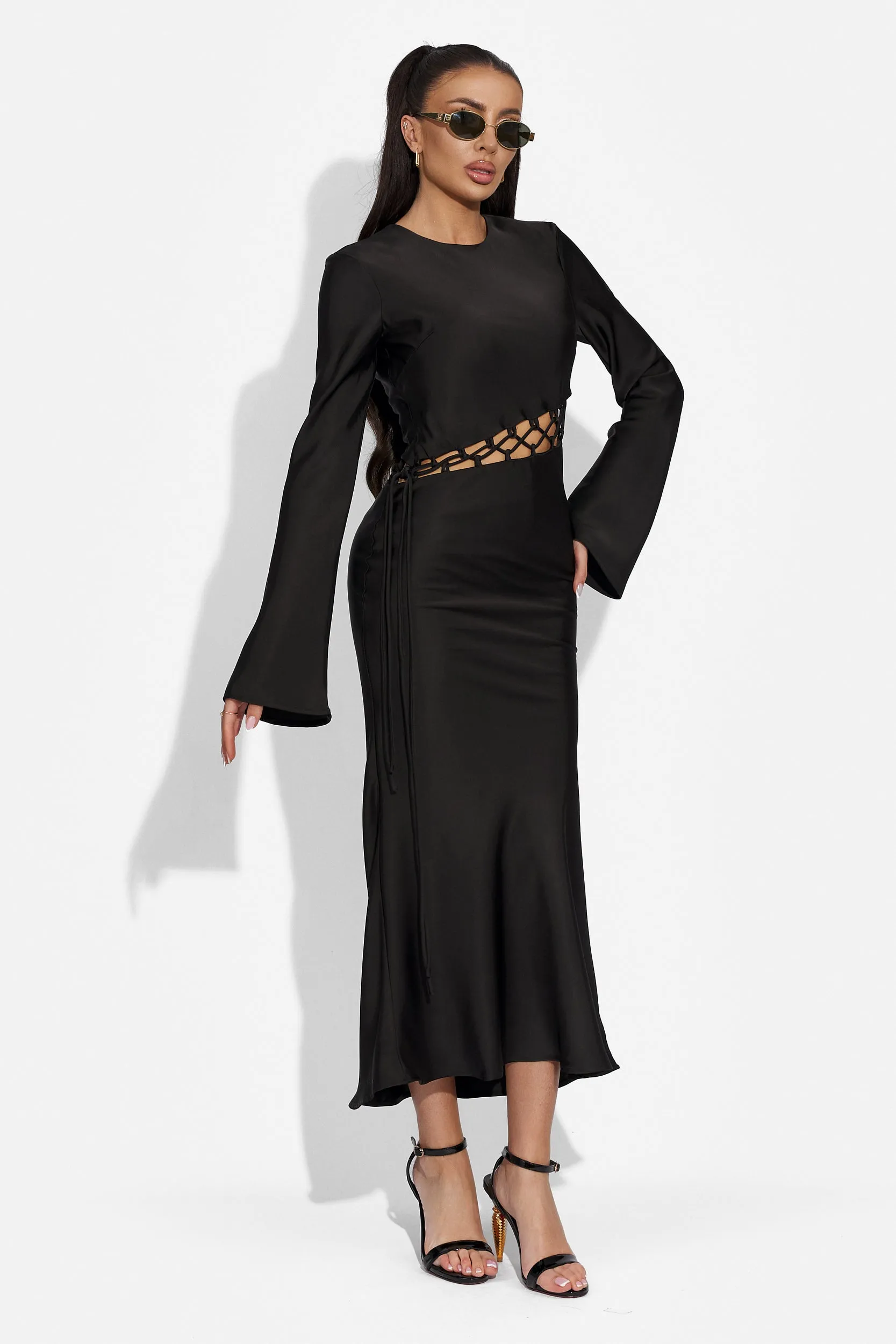 Rochie dama lunga neagra Desiara Bogas sold by bogas