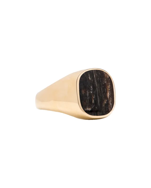 Petrified Walnut Signet Ring made by Bloedstone