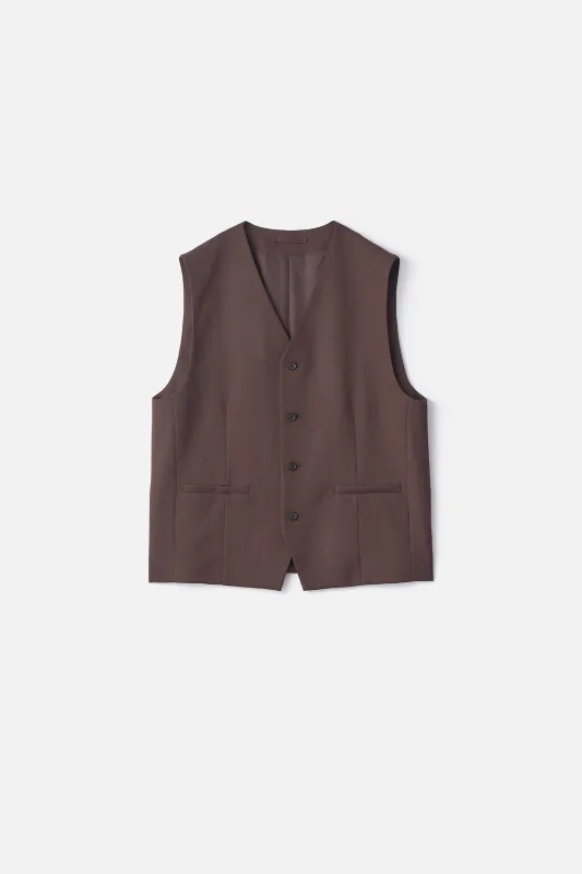 WOOL GABARDINE BELTED VEST made by ssstein