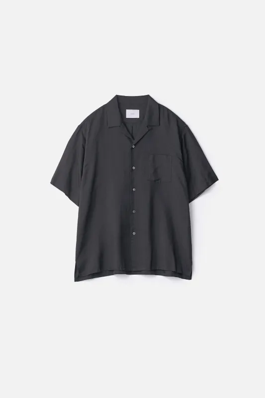 SILK CUPRO TWILL OPEN COLLAR S/S SHIRT made by ssstein