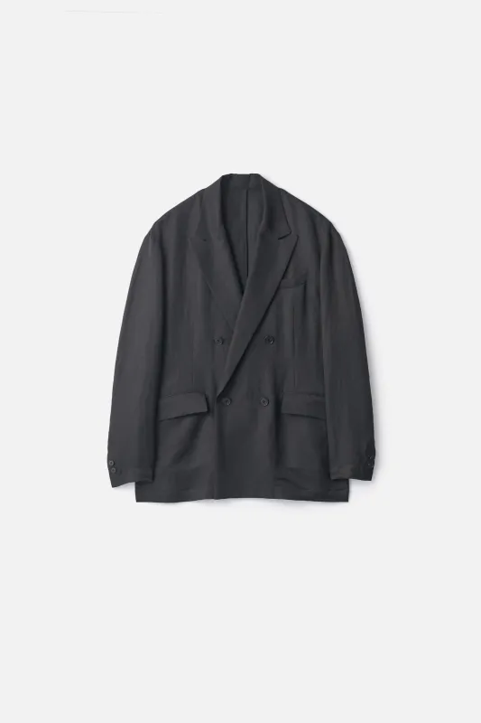 SILK LINEN TWILL DOUBLE BREASTED BLAZER made by ssstein