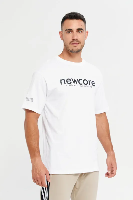 Men White Printed Active T-Shirt sold by Redtag