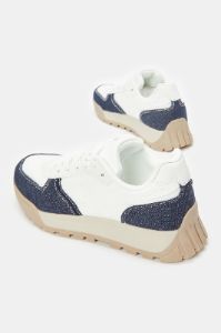 Women White Lace Up With Denim Overlay Sneakers sold by Redtag