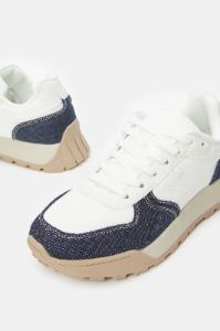 Women White Lace Up With Denim Overlay Sneakers sold by Redtag