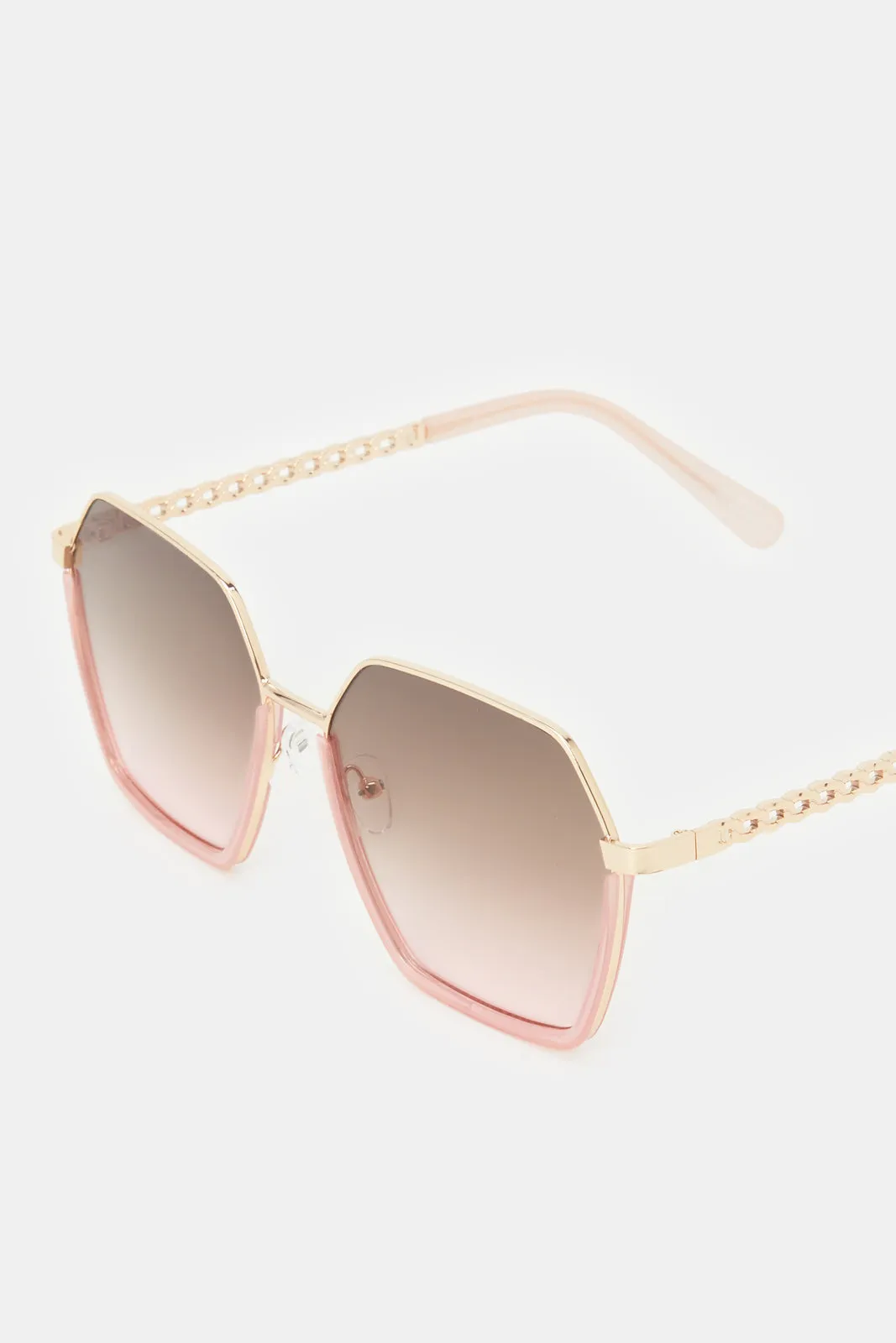 Women Gold Metal Oversized Sunglasses sold by Redtag product image thumbnail 3