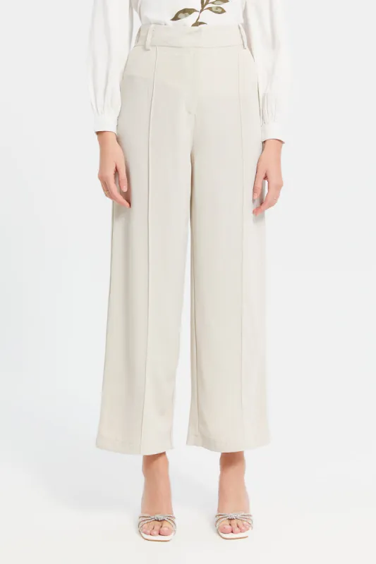Women Beige Wide Leg Pants sold by Redtag