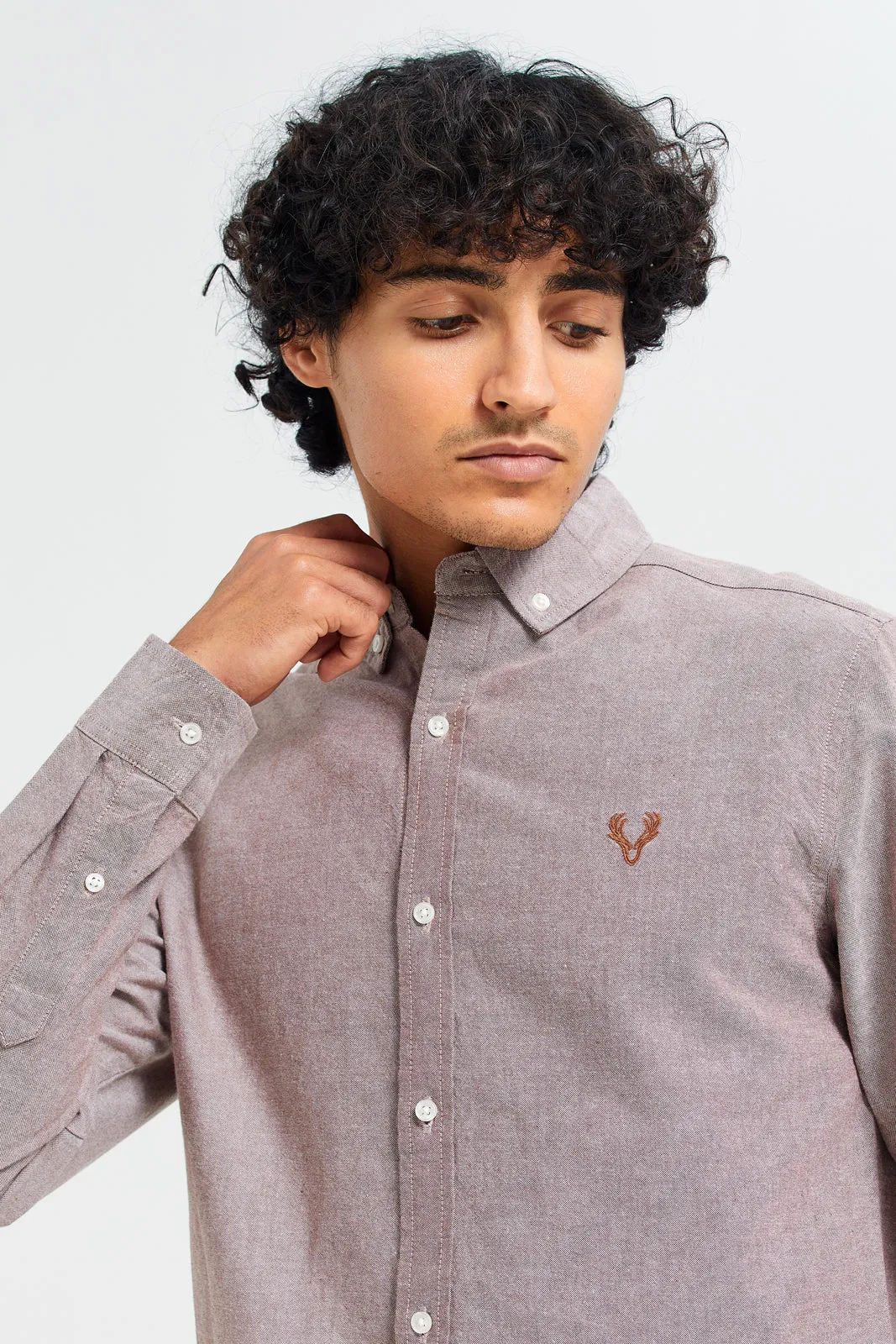 Men Beige Button Down Oxford Shirt sold by Redtag product image thumbnail 4