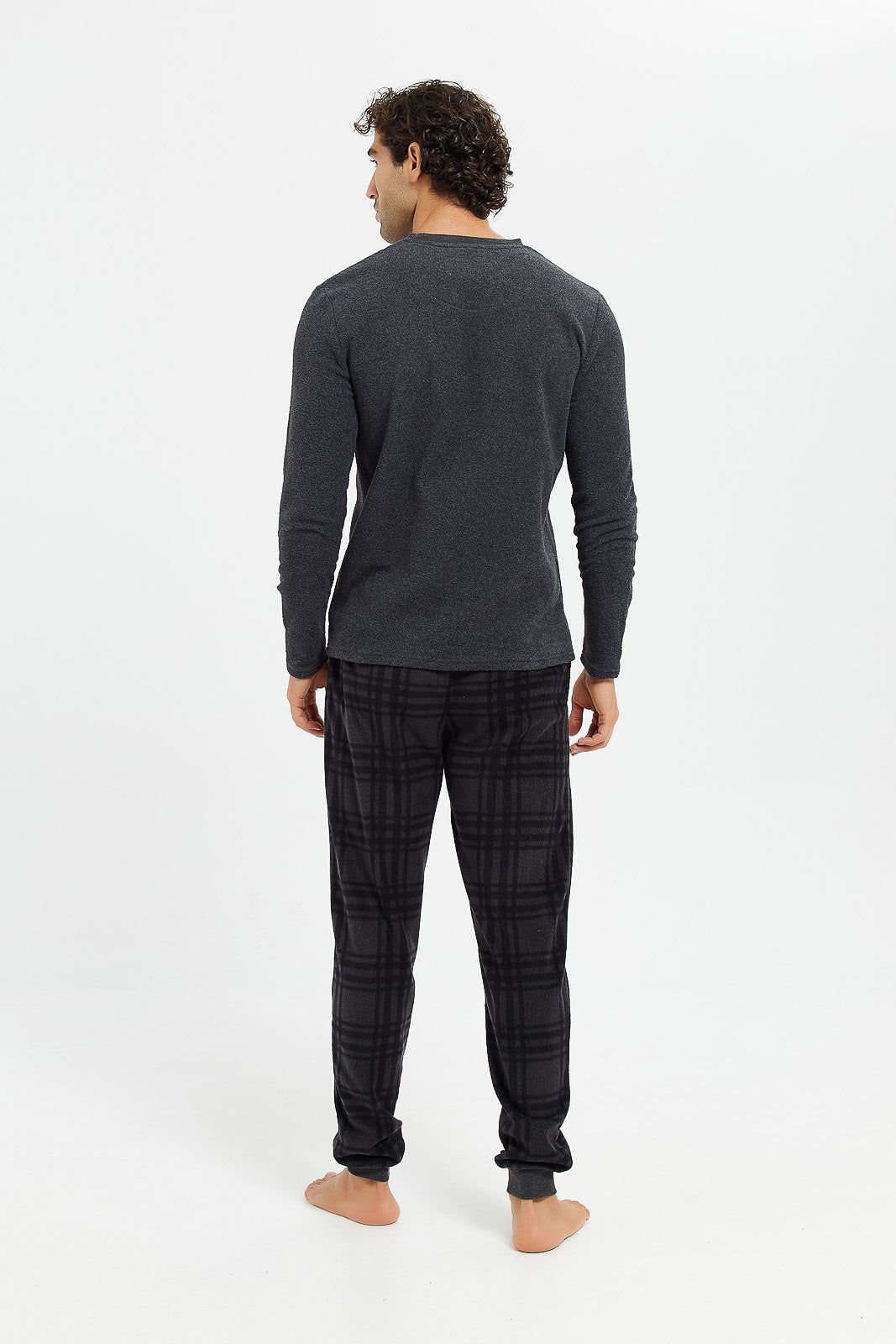 Men Grey Fleece Lounge Set (2 Piece) sold by Redtag product image thumbnail 4